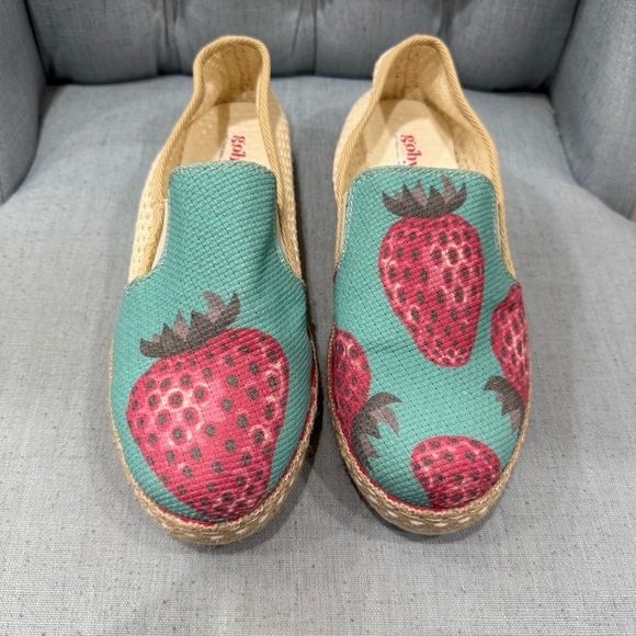 Goby Shoes - Goby Strawberry Print Espadrille Slip-On Shoes